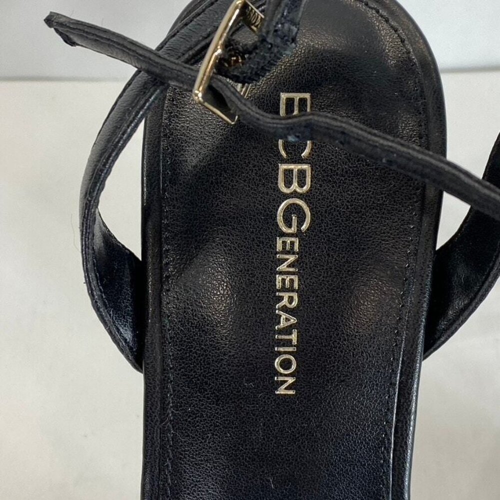 BCBGENERATION Women's Black Leather Cadence Ankle-Strap Platform Sandals - Picture 7 of 10